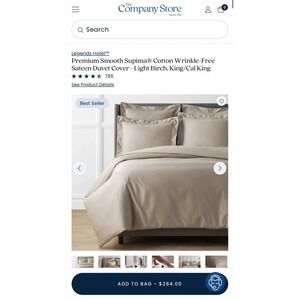 The Company Store Legend Hotel Supima Cotton Sateen King Duvet Cover Light Birch